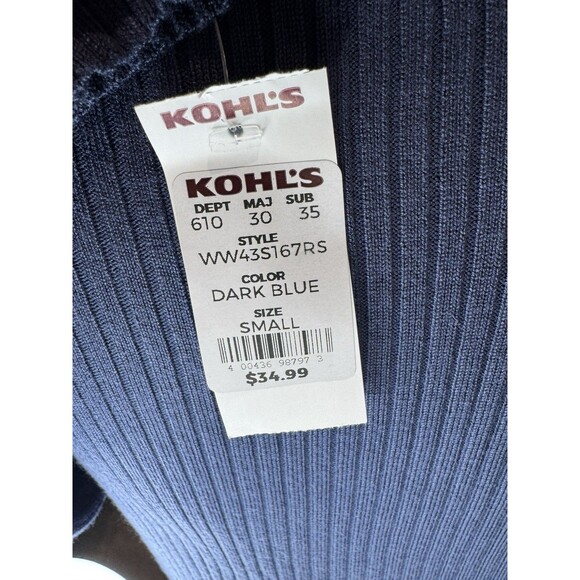 NINE WEST Sweater Women's Size S Rib Button-Up Shirt Blue Cardigan Ribbed NWT - Picture 5 of 8